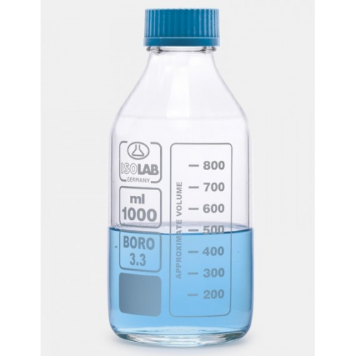 Isolab Şişe - Borosilikat Cam - Şeffaf - Vidalı Kapaklı - 250 Ml - 10 Adet/Paket