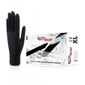 Beybi Njoy Nitril Muayene Eldiveni (Pudrasız)  Siyah  M  100 Adet/Kutu