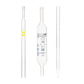 ISOLAB Pipet - Cam - Bullu - As Kalite - Grup Sertifikalı - Mavi Skala - 25 ml - (1 Adet)