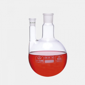 ISOLAB Balon - Dibi Yuvarlak - 2 Boyunlu - Paralel Yan Boyun - Merkez Boyun : NS 29/32 - Yan Dişi Şilif : NS 29/32 - 1000 ml