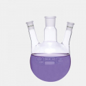 ISOLAB Balon - Dibi Yuvarlak - 3 Boyunlu - Yan Dişi Şilif - Merkez Boyun : NS 29/32 - Yan Boyun(Lar) : NS 14/23 - 1000 ml