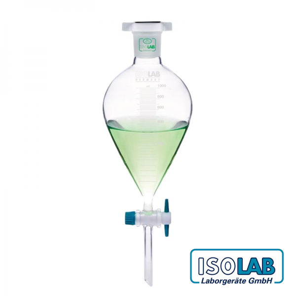 ISOLAB Ayırma Hunisi - Cam - Armudi - Dereceli - PTFE Musluklu - NS 19/26 - 50 mL