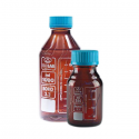 ISOLAB Şişe - Borosilikat Cam - Amber - Vidalı Kapaklı - 100 ml - Yüzey Kaplı