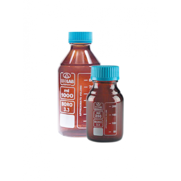 ISOLAB Şişe - Borosilikat Cam - Amber - Vidalı Kapaklı - 10000 ml