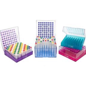 ISOLAB Cryo Tüp Kutusu - Polikarbonat - 5 ml İçin - Menteşeli Kapaklı - Mavi