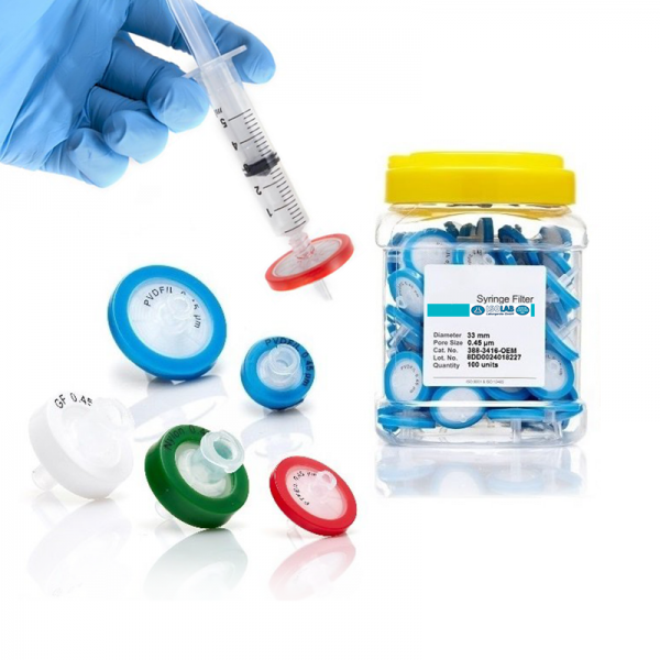 ISOLAB Şırınga Ucu Filtre  Non Steril PVDF (Polivilinilden Diflorür) 0.45 µm / 25 mm / 100 Adet Hidrofilik Membran